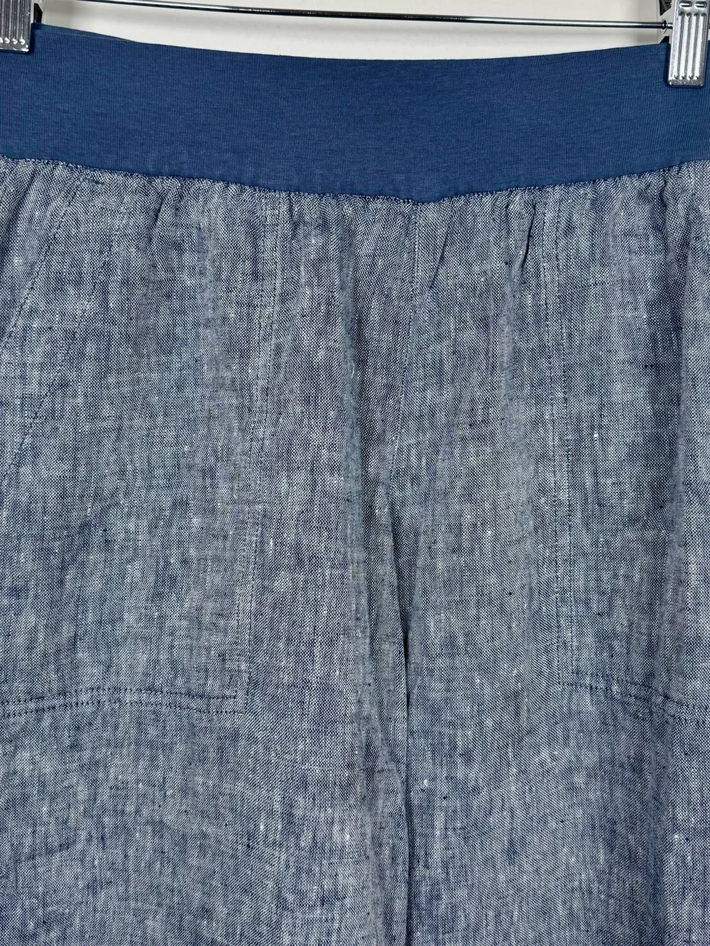 Lands End Linen Wide Leg Pull On Pants Women’s 4 P Pockets Summer Nautical EUC